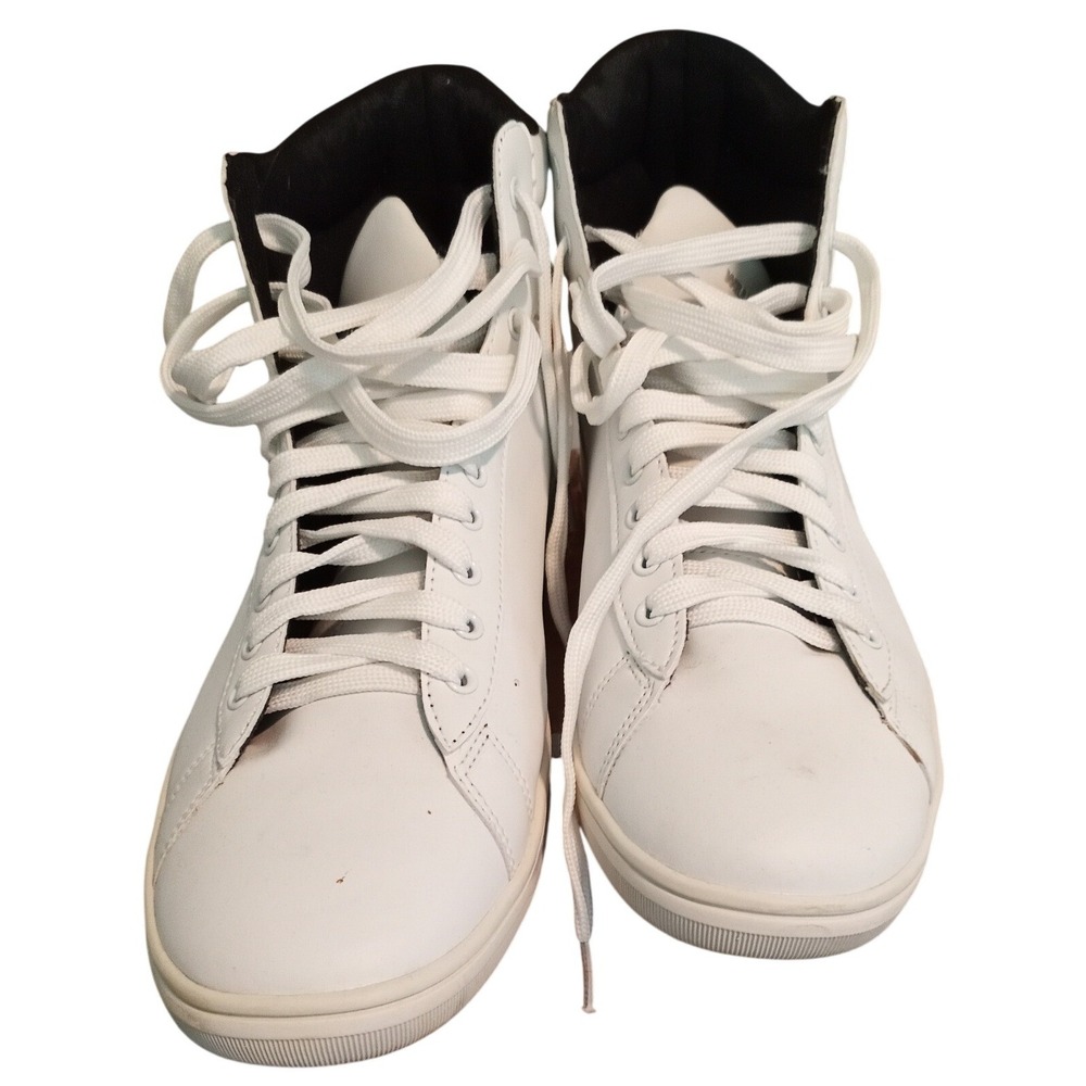 William Rast Mens 12 White High Top Sneakers Laced Shoes White Black Grey. A261